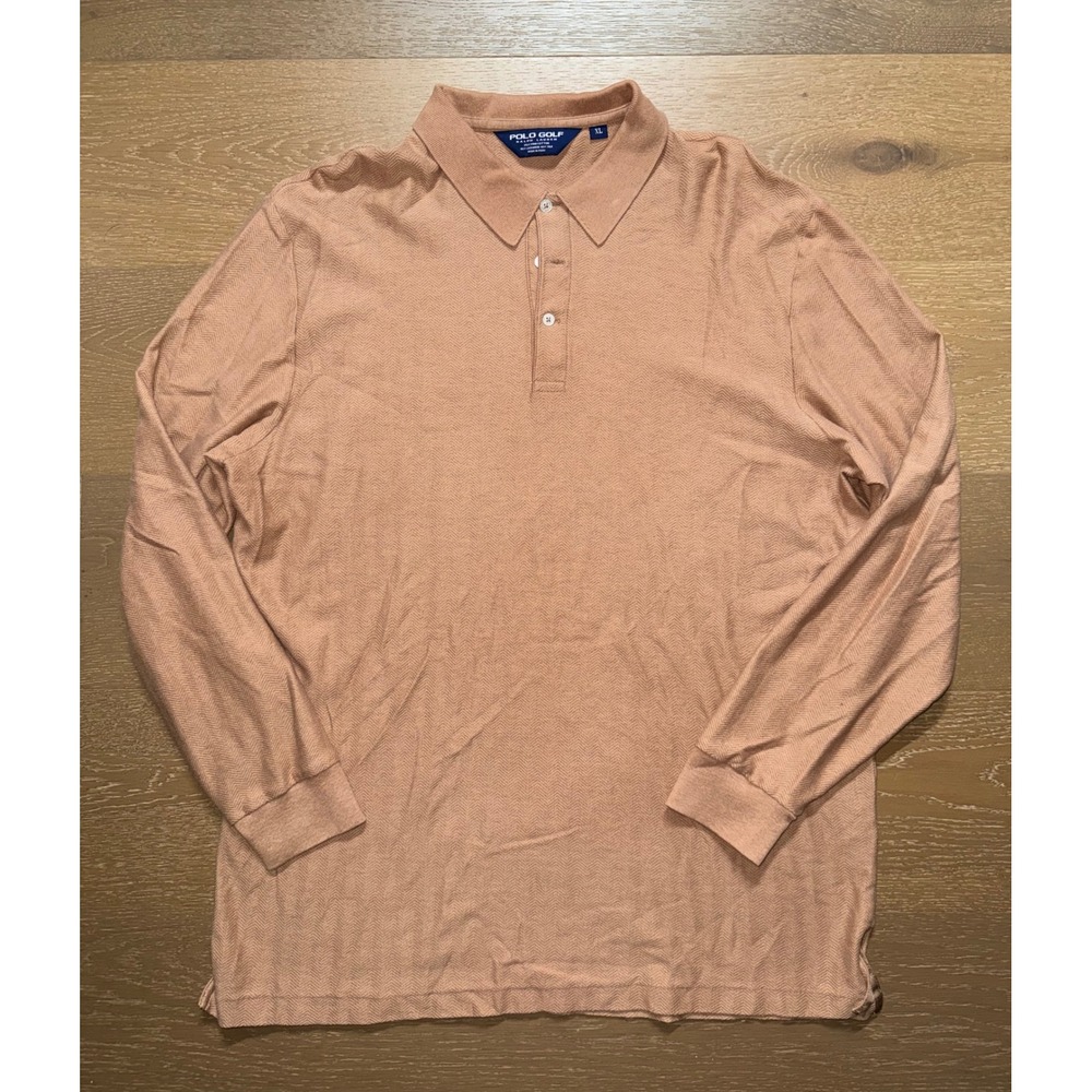 Polo Golf Ralph Lauren Pima Cotton Cashmere Silk Herringbone Polo Shirt Mens XL - Picture 1 of 5